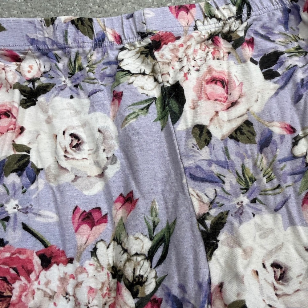Little‎ Dreamers Bamboo Pajama Set Purple Floral Ruffle Sleeve 7T PJs Cottage - Picture 7 of 14